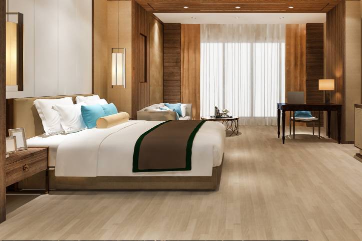 resilient flooring in a hotel guest room - blog post